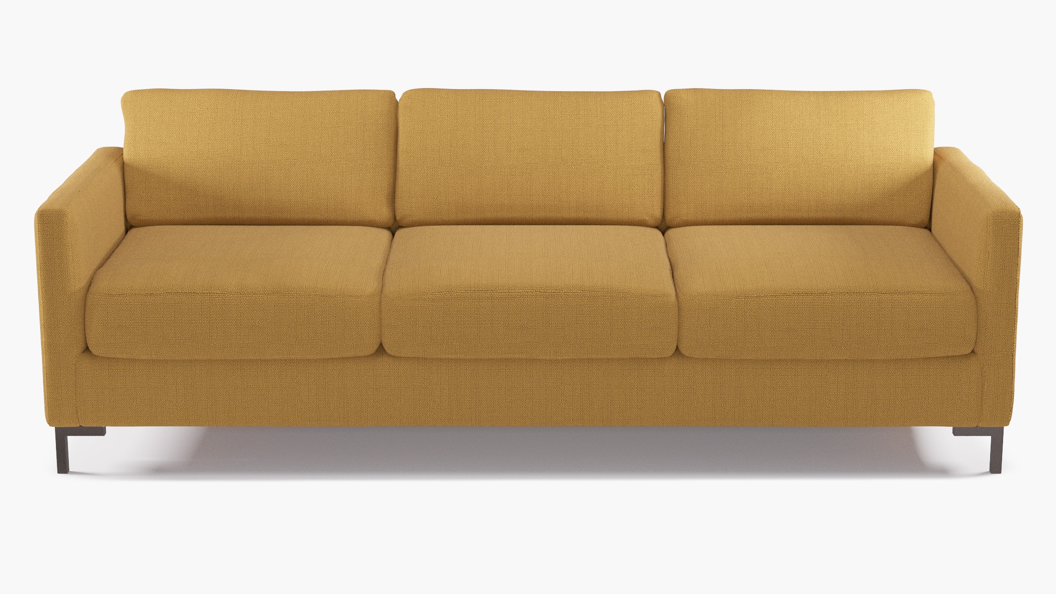 Modern Sofa, French Yellow Everyday Linen, Bronze L Leg - Image 0
