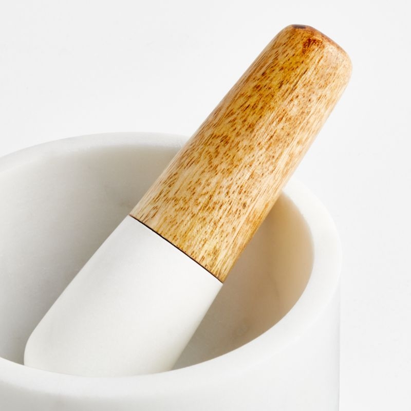 Marble and Wood Mortar and Pestle - Image 1
