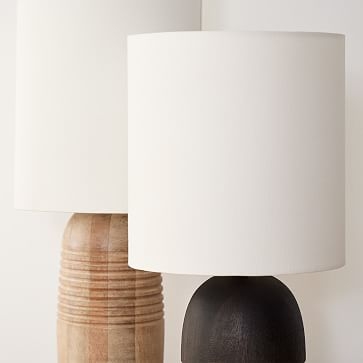 Turned Wood Table Lamp, 22", Black Wood - Image 2