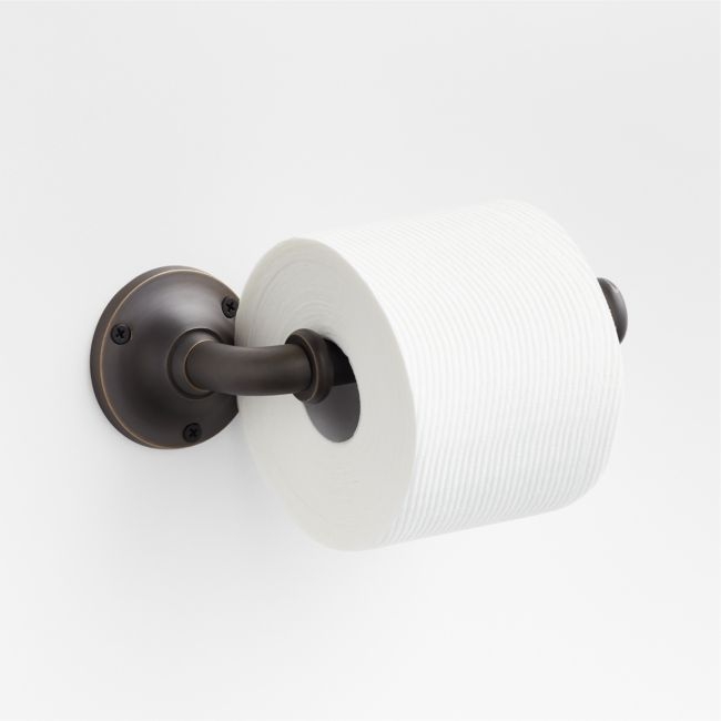 Classic Round Brushed Bronze Wall-Mounted Toilet Paper Holder - Image 0