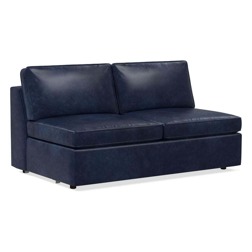 Harris Armless Double, Poly, Sierra Leather, Navy, Concealed Support - Image 0