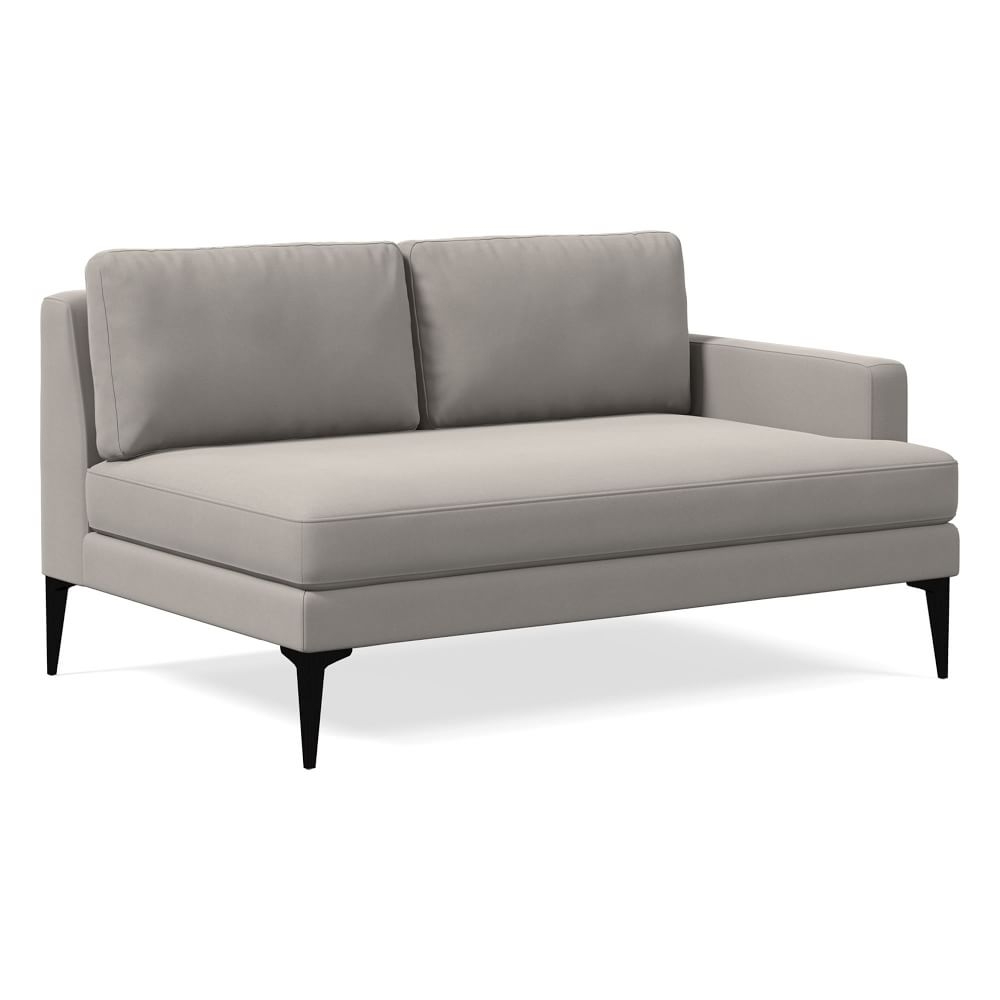 Andes Right Arm 2 Seater Sofa, Poly , Performance Velvet, Silver, Dark Pewter - Image 0