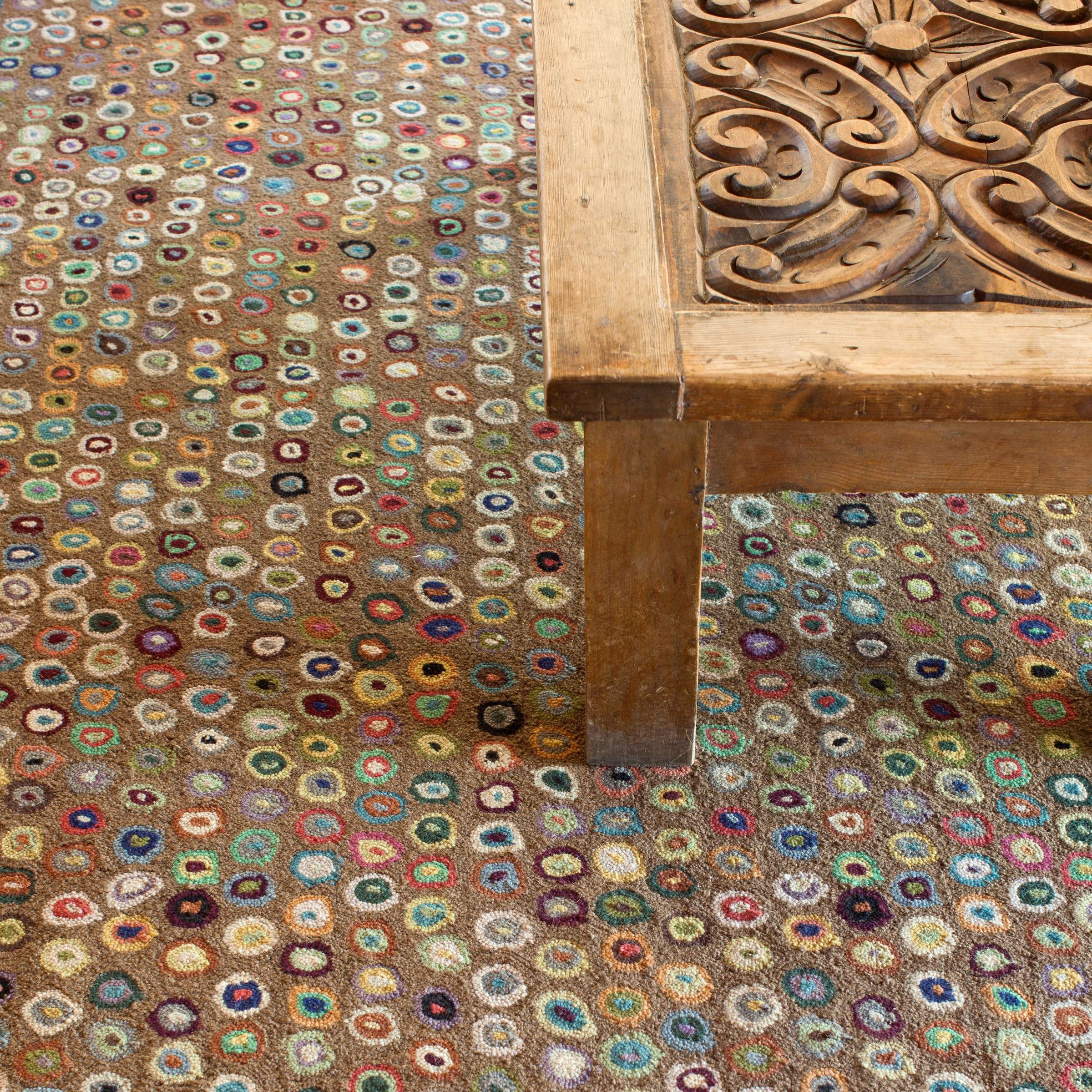 Cat's Paw Brown Hand Micro Hooked Wool Rug - Image 1