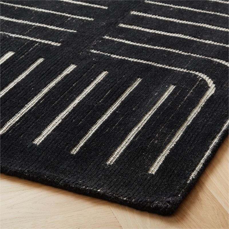 Asti Black and White Hand-Tufted New Zealand Wool Area Rug 9'x12' - Image 1