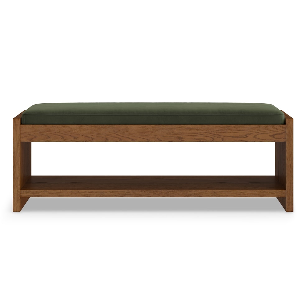 Cassie 56" Velvet Bench - Smoked Oak and Hale Fir Green - Image 1