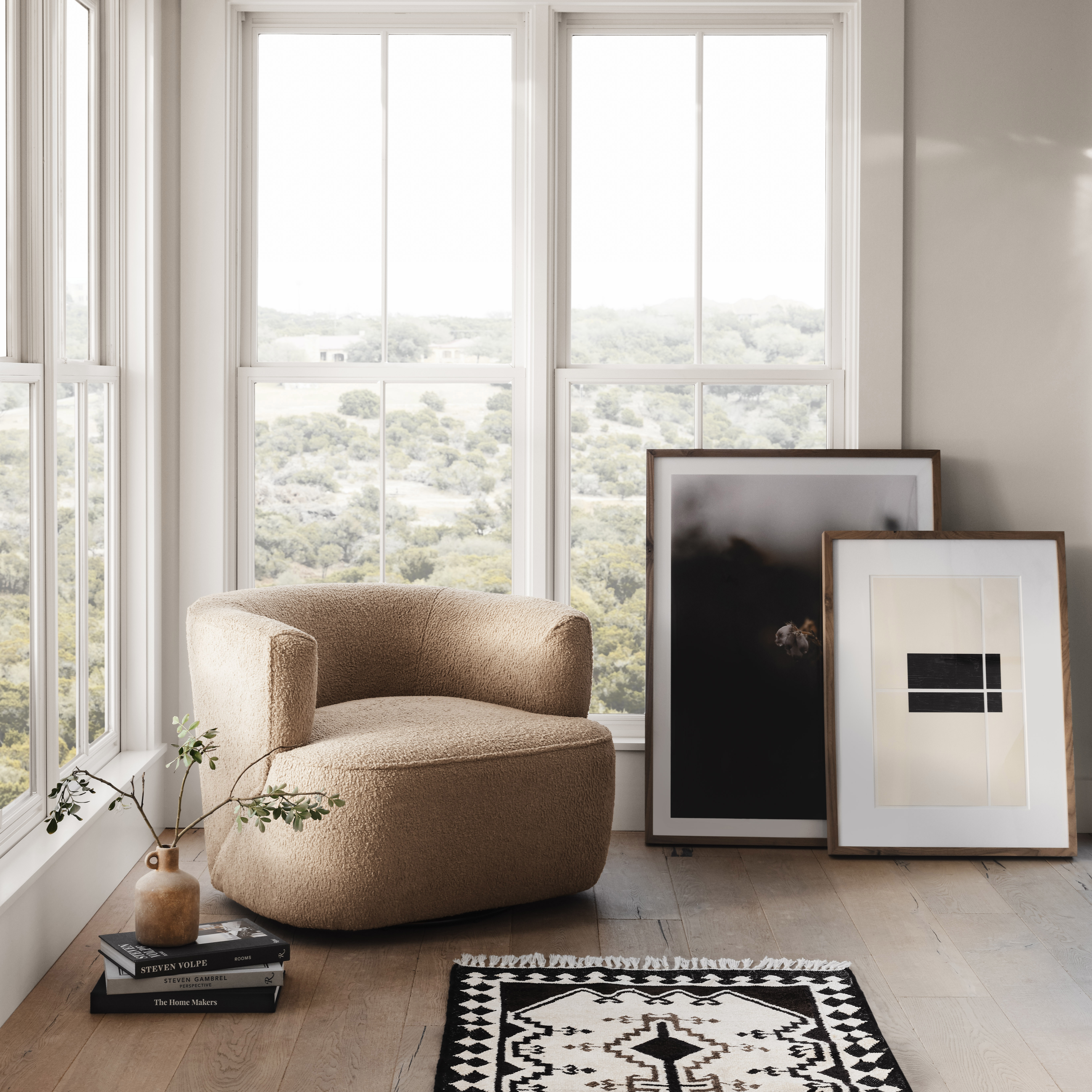 Mila Swivel Chair-Sheepskin Camel - Image 11