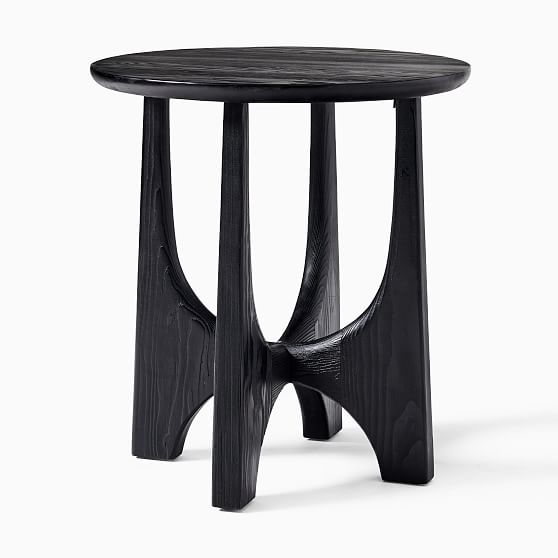 Tanner Solid Wood Round Side Table, Black - Image 0