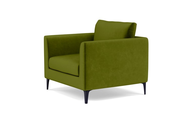 Owens Accent Chair with Green Moss Fabric and Matte Black legs - Image 4