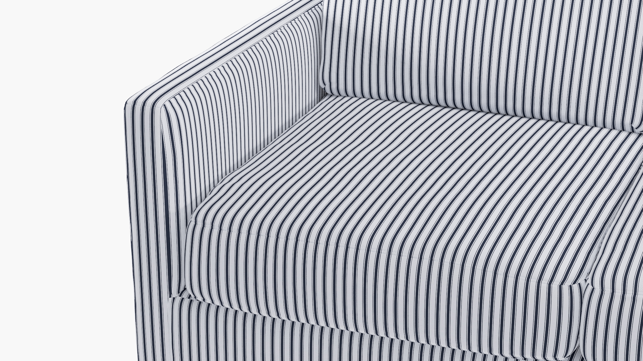 Modern Sofa, Navy Classic Ticking Stripe, Chrome - Image 4