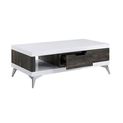 Two Tone Coffee Table With Open Shelf, White And Brown - Image 0