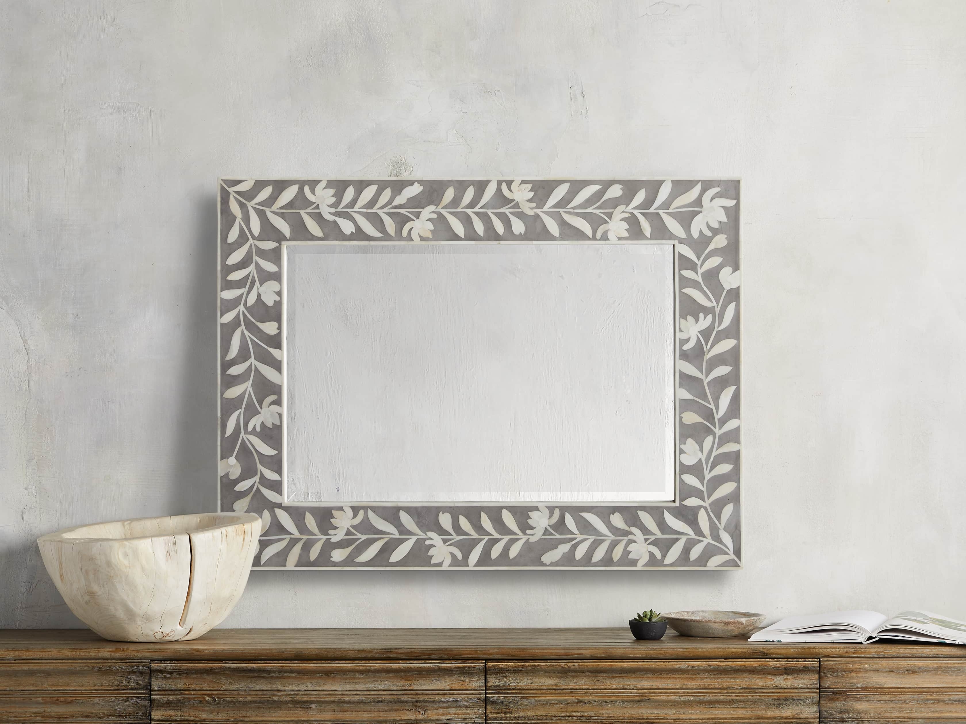 Divya Wall Mirror in Bone Gray  Dusk - Image 0
