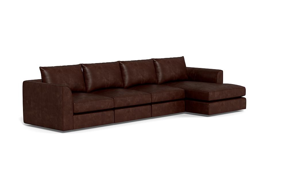 Beckham Leather Modular 4-Seat Right Chaise Sectional - Image 1