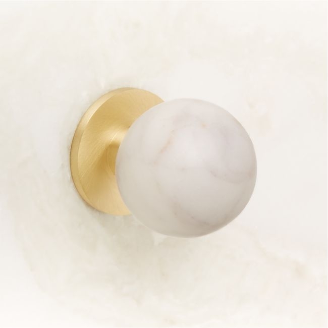 Avery Brushed Brass and Carrara Marble Knob 1.25'' - Image 0