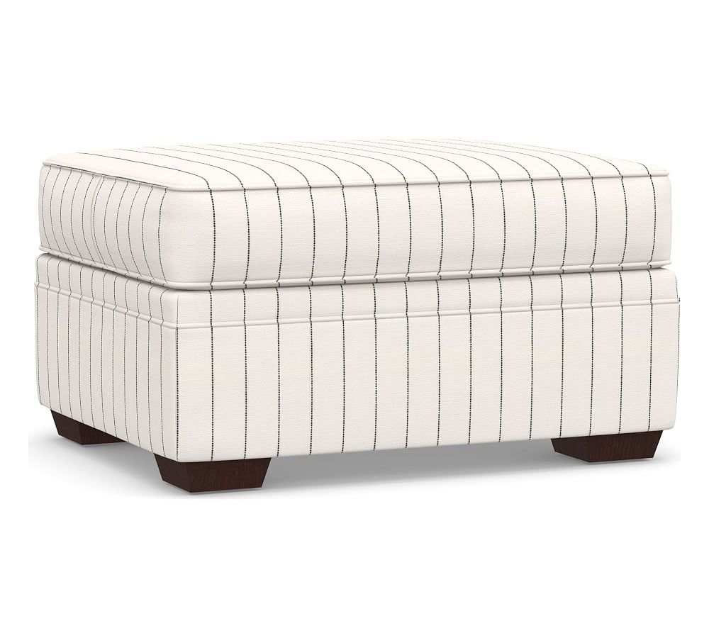 Pearce Upholstered Storage Ottoman, Polyester Wrapped Cushions, Sunbrella(R) Performance Harbor Stripe Classic - Image 0