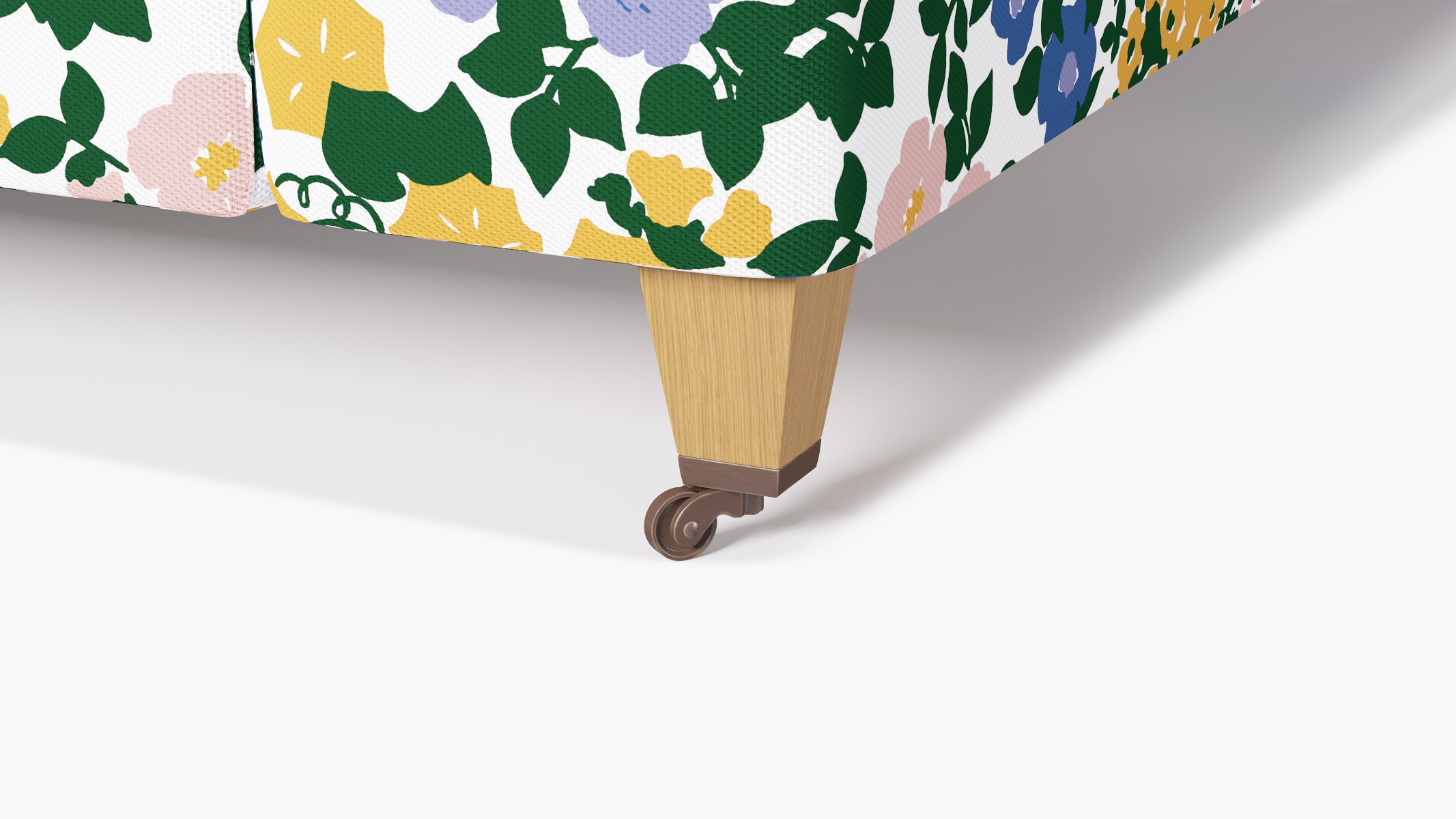 Classic Sofa, Lavender Million Flowers, Natural with Antique Brass Caster - Image 1