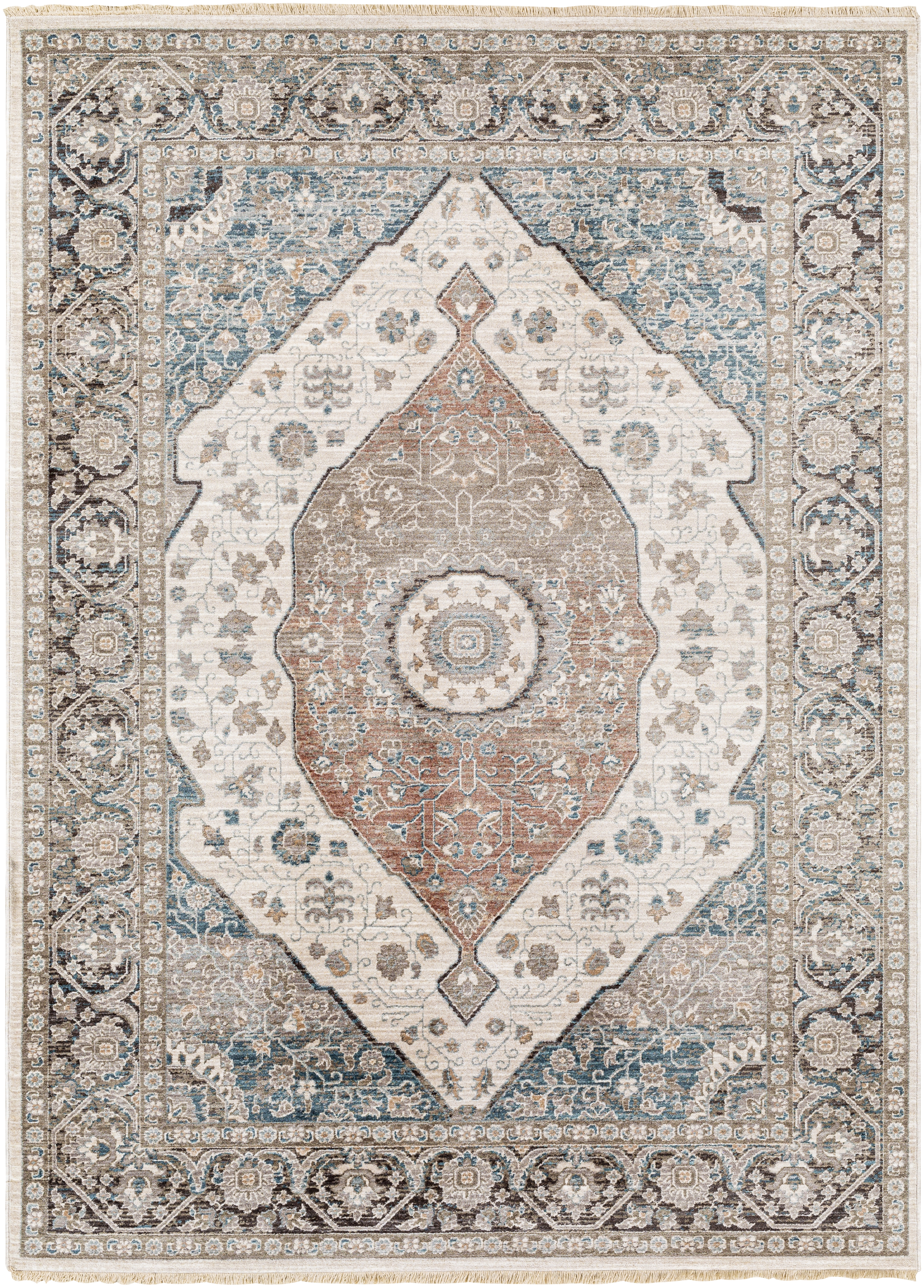 Carlisle Beige Indoor 7'10" x 7'10" Machine Woven Rug - Image 0