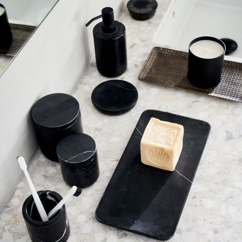 Nexus Black Marble Wastebasket - Image 1
