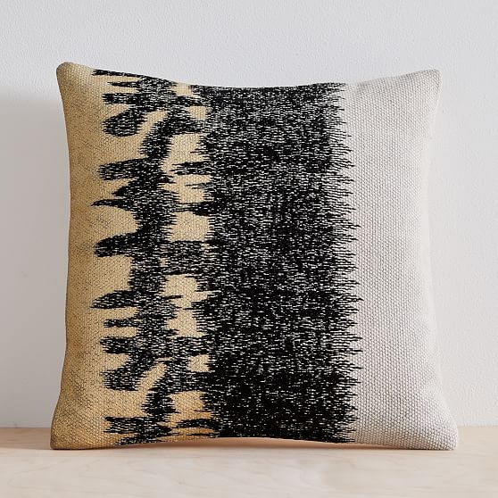 Foiled Ikat Pillow Cover, 18"x18", Stone Gray - Image 0
