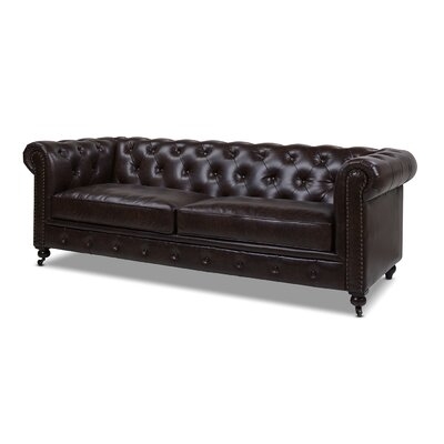 Kreitzer 91" Wide Faux Leather Chesterfield Sofa - Image 0