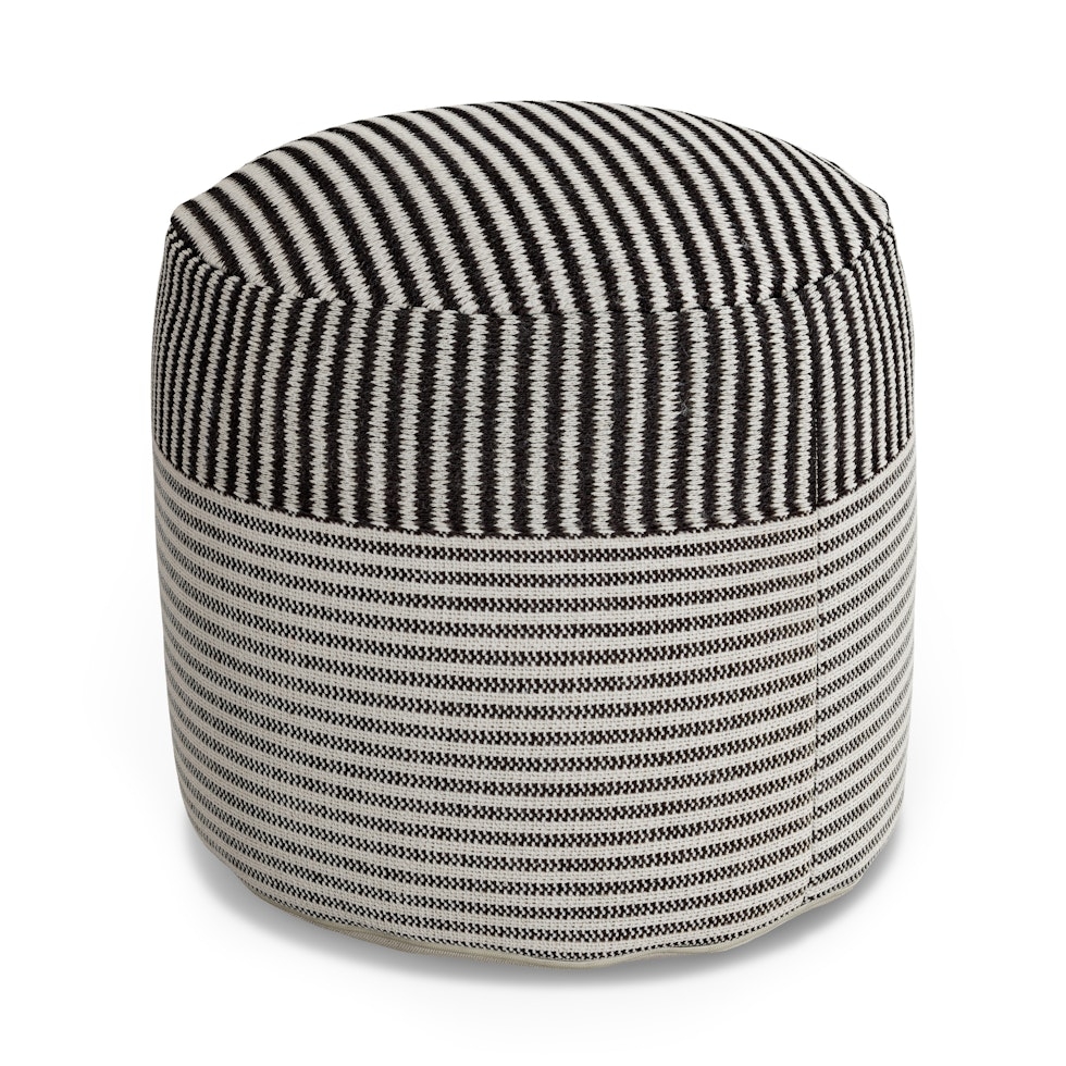 Keyla 16" Pouf - Black Stripe - Image 0