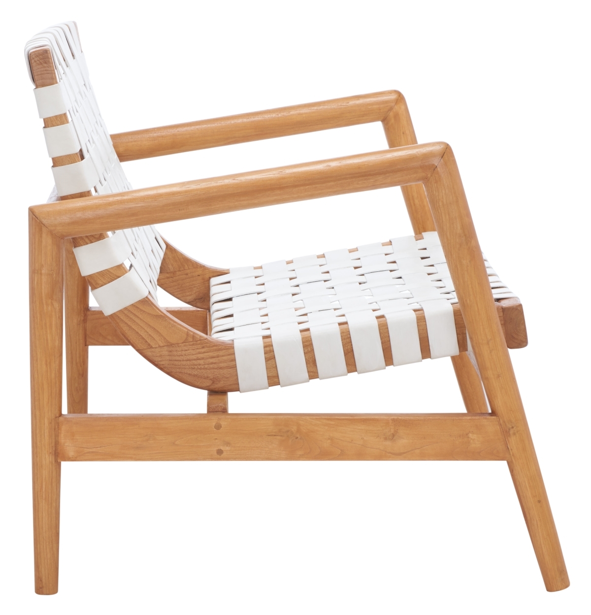 Bellona Leathr Woven Accent Chair - White / Natural - Safavieh - Image 7