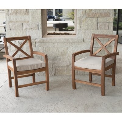 Shaftesbury X-Back Acacia Patio Chairs with Cushions (set of 2) - Image 0