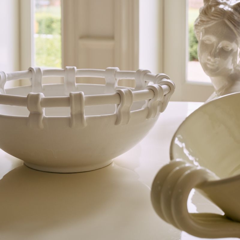 Mondovi White Ceramic Decorative Bowl - Image 1