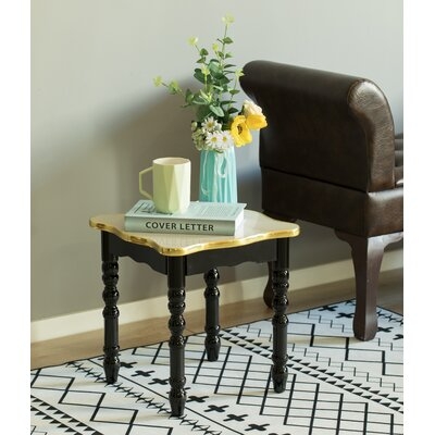 Square Wooden Side Table, Living Room Accent End Table, Gold And Brown - Image 0