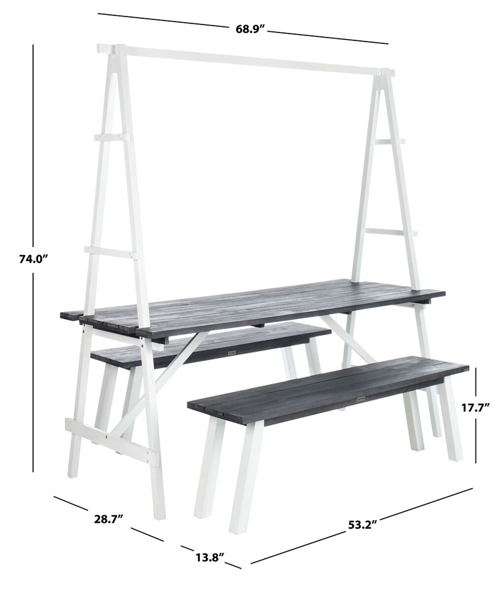 Willamy 3 Pc Dining Set - Dark Slate Gray/White - Safavieh - Image 6