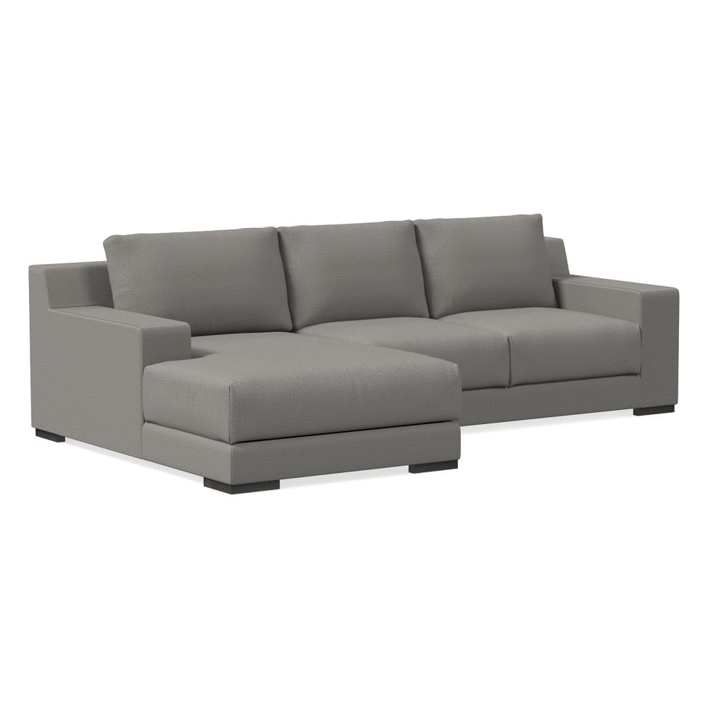 Dalton 111" Left 2-Piece Chaise Sectional, Chenille Tweed, Silver, Black - Image 0