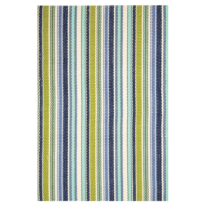 Dash and Albert Rugs Pond Striped Hand-Woven Flatweave Blue/Green/White Indoor / Outdoor Area Rug - Image 0