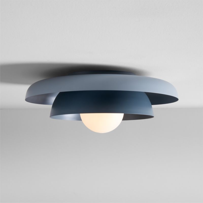 Nello Mist Blue and Slate Blue Metal Saucer 18" Kids Flush Mount Ceiling Light - Image 1