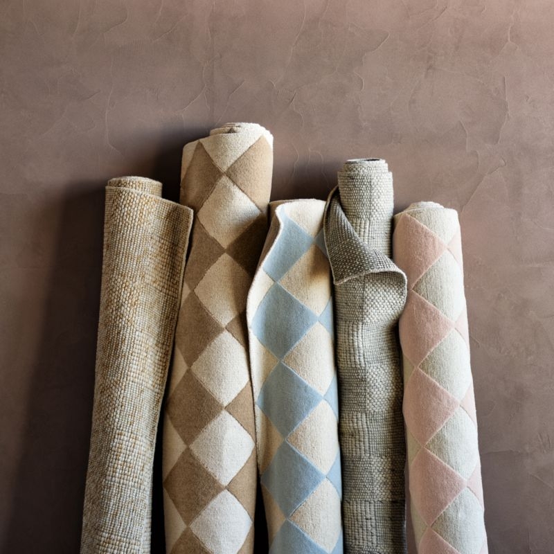 Checkerboard Blue Wool Kids Area Rug 9'x12' - Image 4