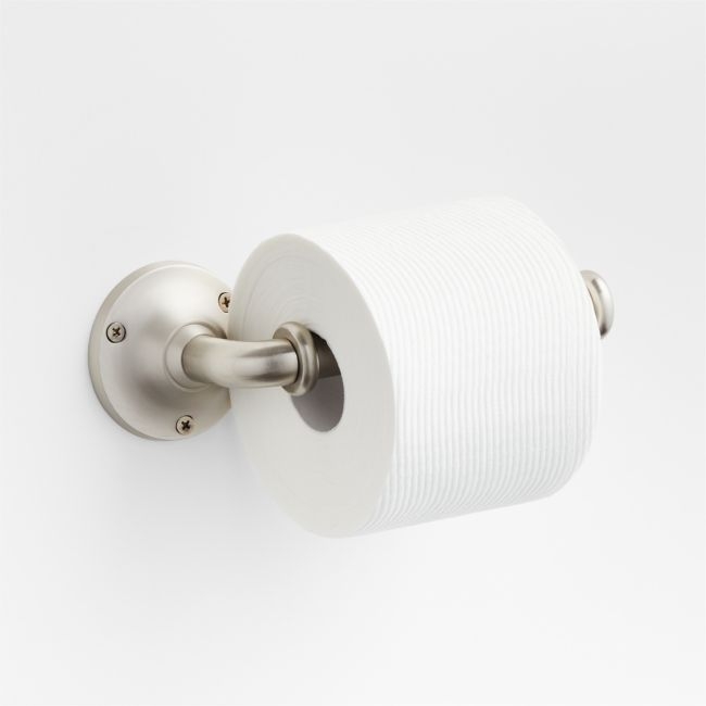 Classic Round Brushed Nickel Wall-Mounted Toilet Paper Holder - Image 0