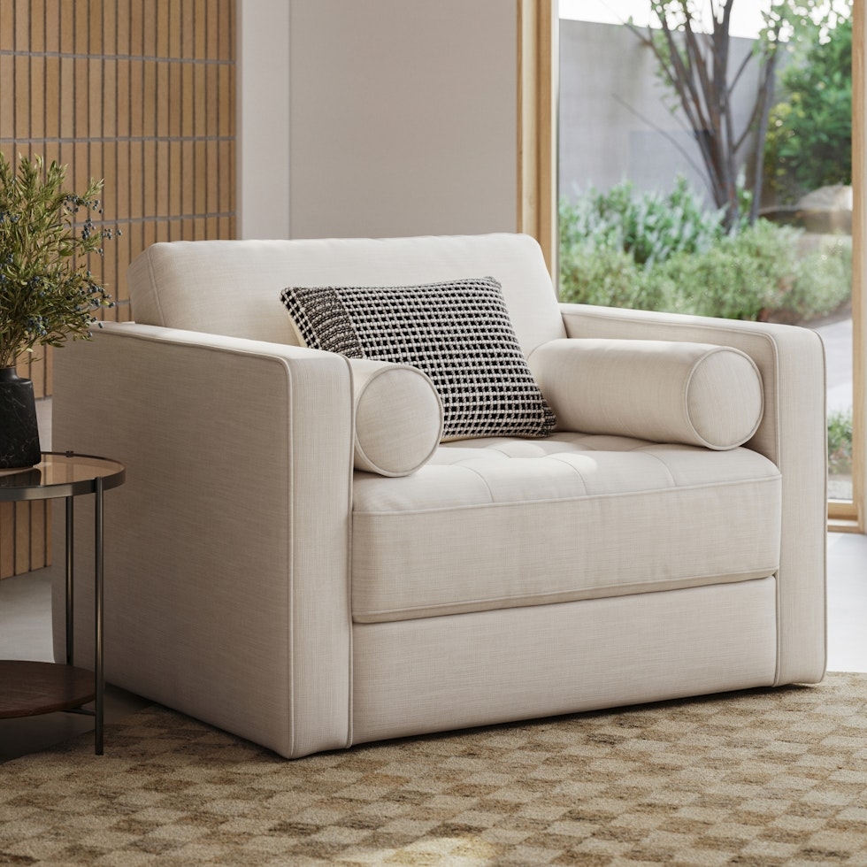 Sven 45.5" Tufted Sleeper Chair - Biscuit Cream - Image 0