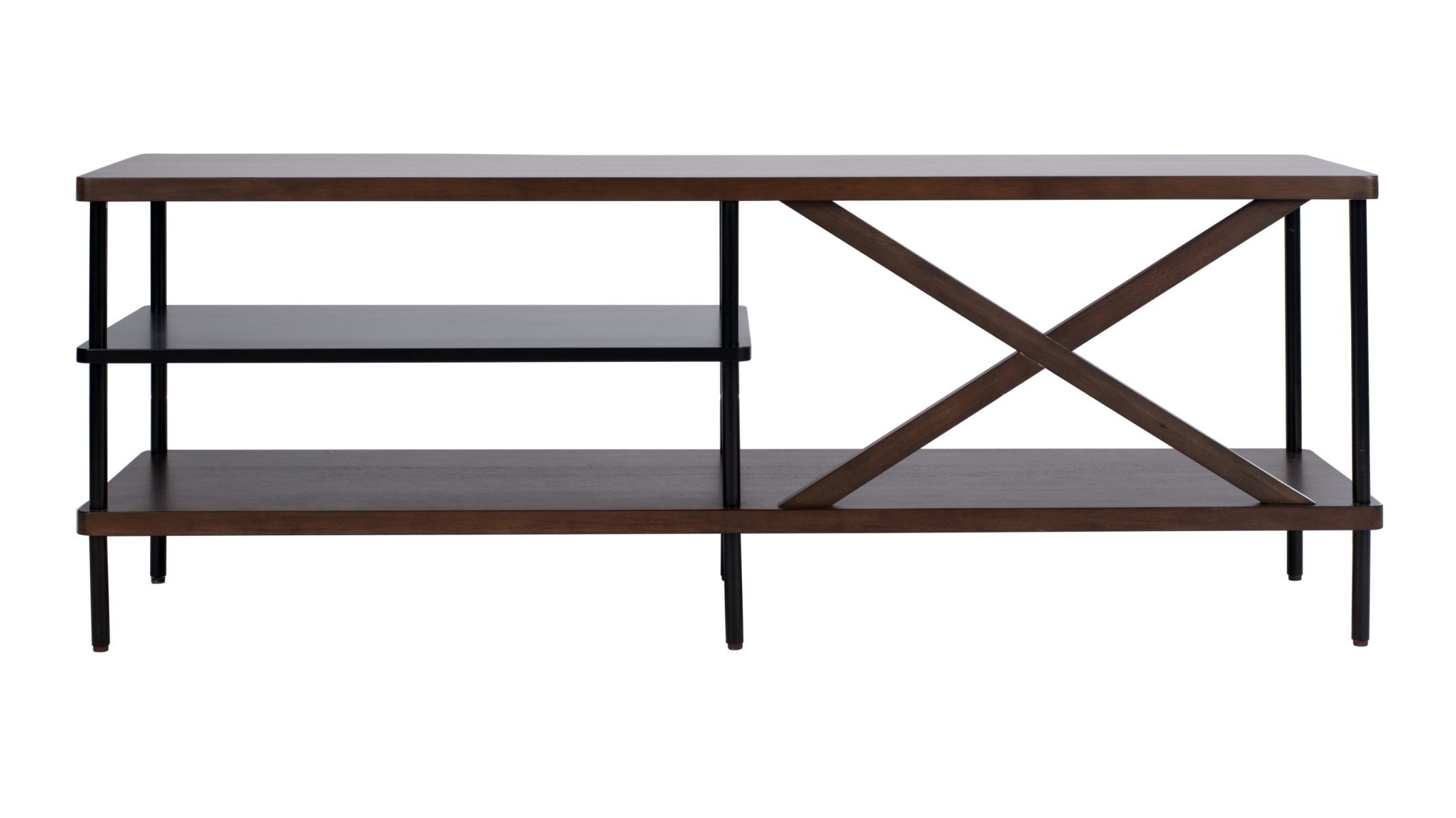 Bruno Industrial Media Stand - Walnut / Black - Safavieh - Image 5