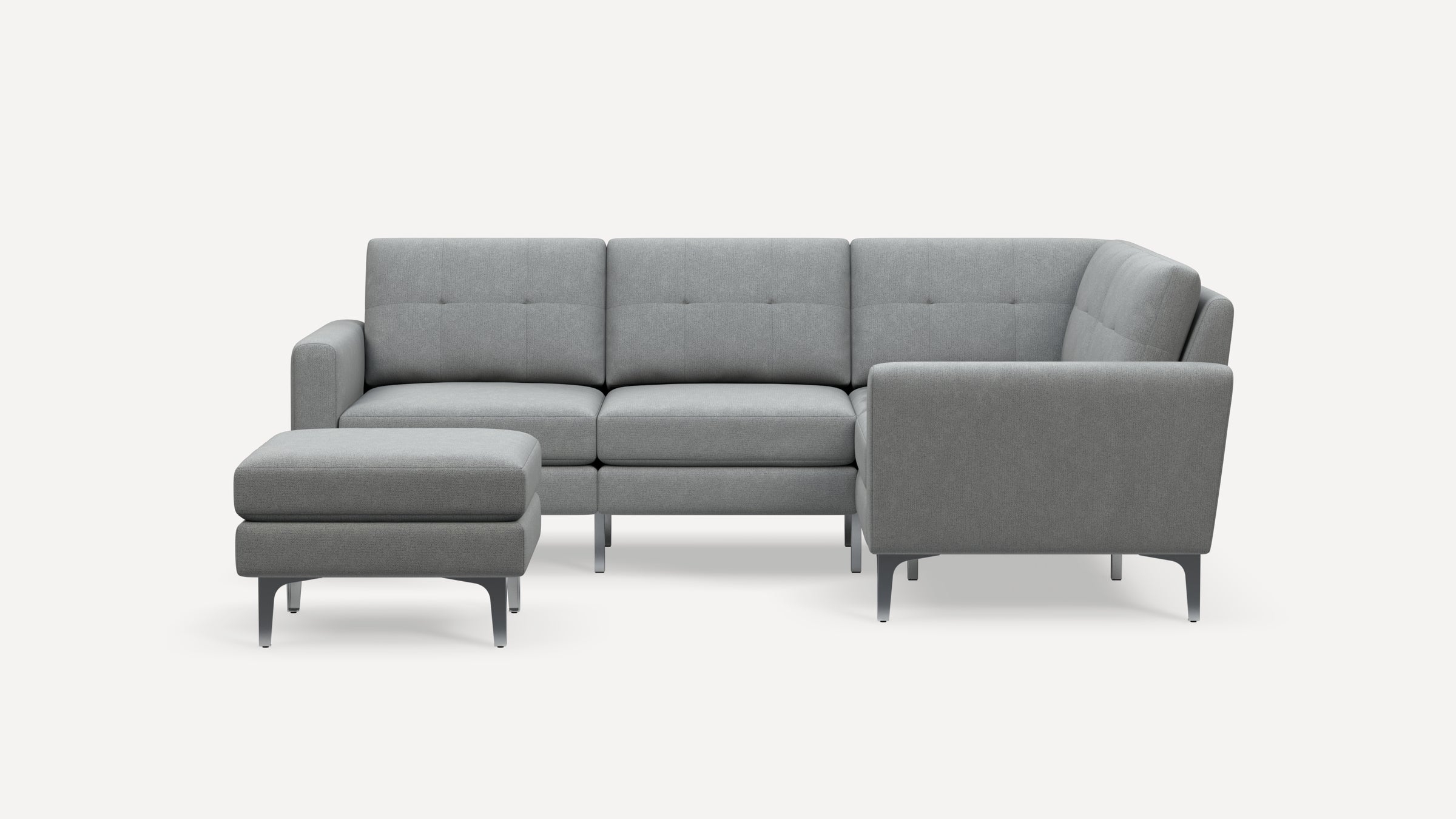 Nomad 4-Seat Corner Sectional with Ottoman - Navy Blue - Performance Flatweave / Brass - Metal / Block - Image 5