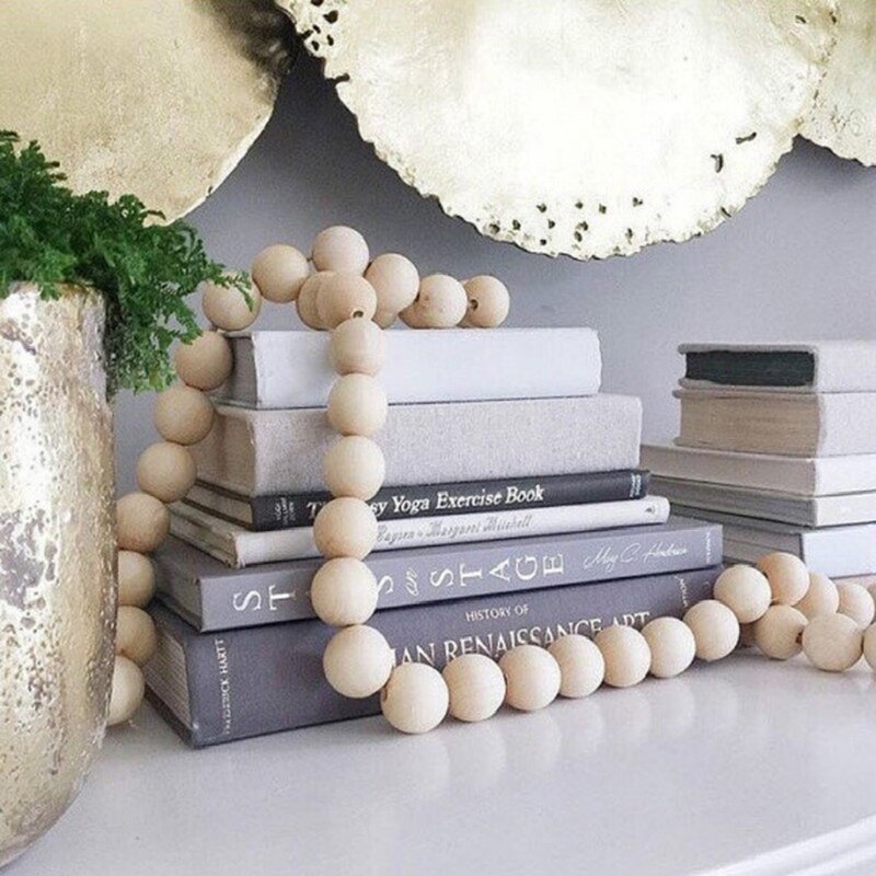 Beads Garland Practical Delicate Polished Nordic Wooden Beads Pendant For Living Room - Image 2