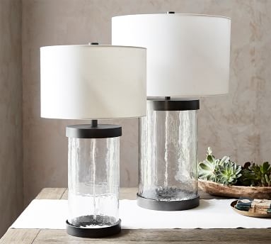 Murano Glass 31" Table Lamp &amp; X-Large Straight Sided Gallery Shade, Bronze Base/White Shade - Image 1