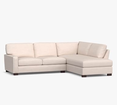 Turner Square Arm Upholstered Left Sofa Return Bumper Sectional, Down Blend Wrapped Cushions, Performance Heathered Tweed Ivory - Image 2