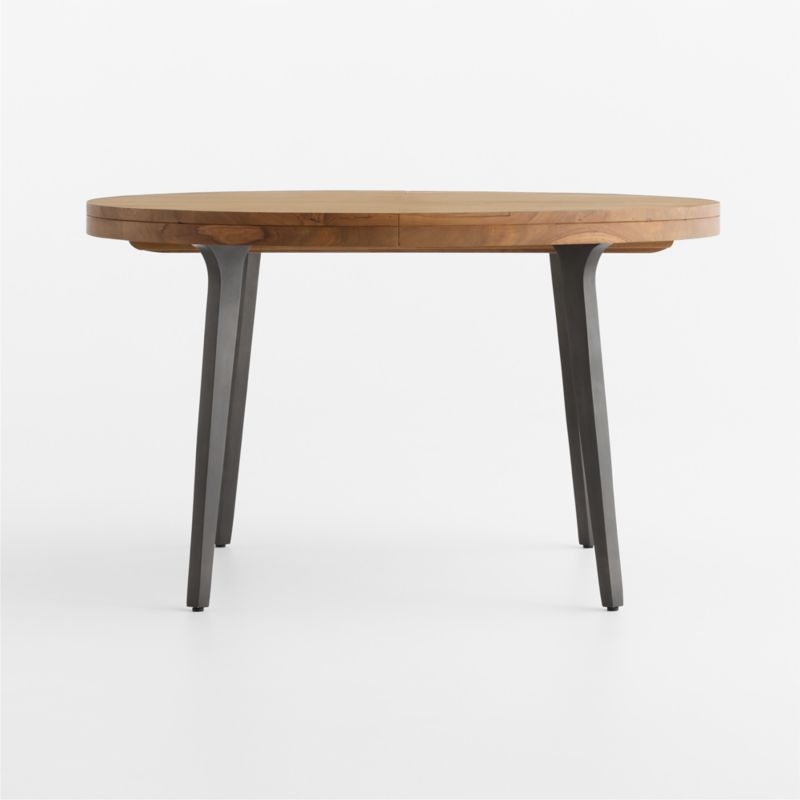 Lakin 50"-74" Teak Round Wood Extendable Dining Table - Image 7