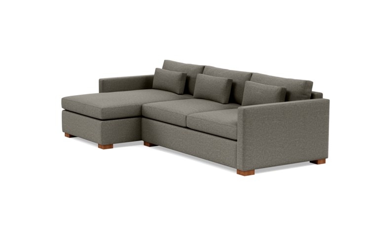 Charly Sleeper Sleeper Sectional with Grey Shade Fabric, extended chaise, and Oiled Walnut legs - Image 4