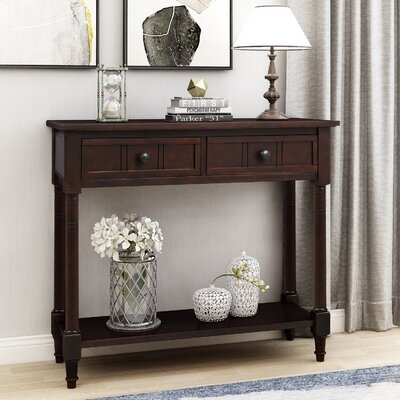 Console Table Traditional Design With Two Drawers And Bottom Shelf - Image 0