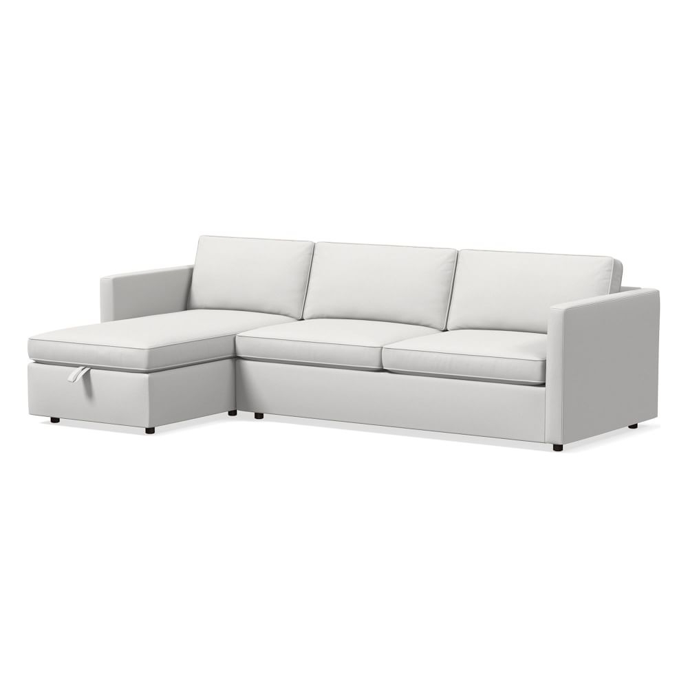Harris 109" Left Multi-Seat Sleeper Sectional w/ Storage Chaise, Performance Washed Canvas, White - Image 0