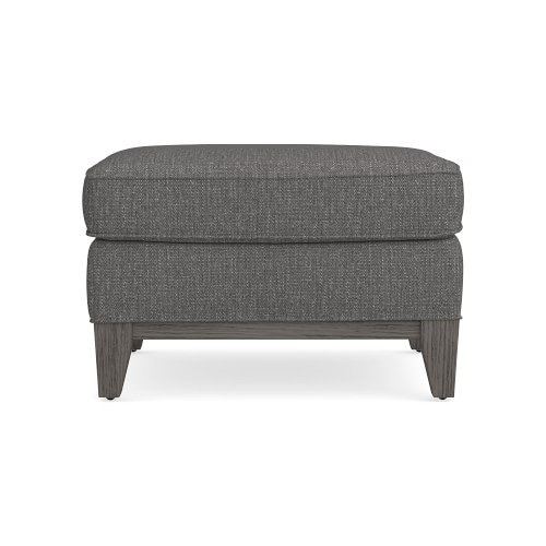 Presidio Ottoman, Standard Cushion, Perennials Performance Melange Weave, Grey, Grey Leg - Image 0