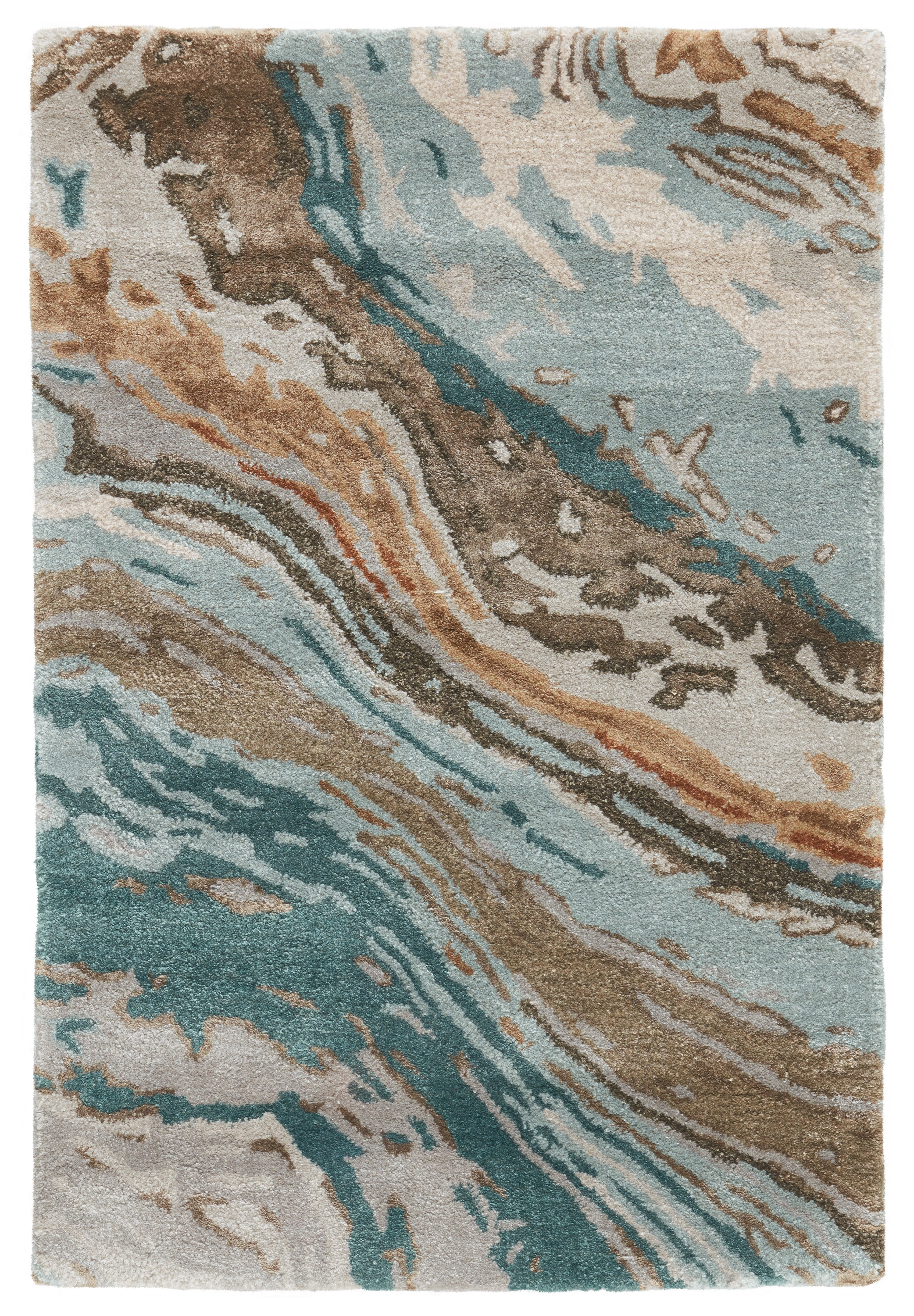 Conley Handmade Abstract Teal/ Light Gray Area Rug (2'X3') - Image 0