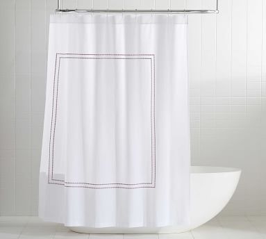 Pearl Embroidered Organic Shower Curtain, 72", Black - Image 5