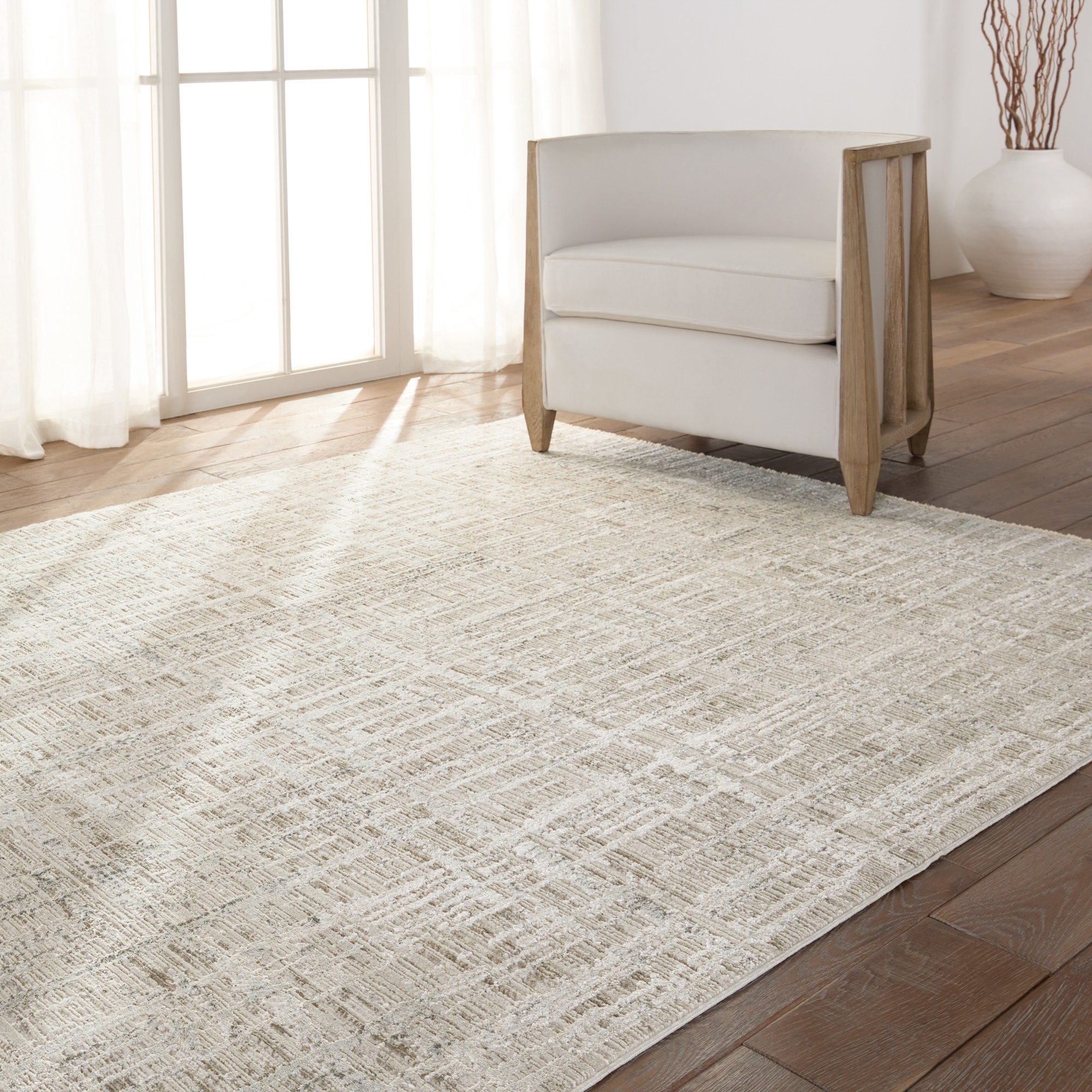 Vibe by Sovis Abstract Light Gray/ Ivory Runner Rug (3'X8') - Image 5