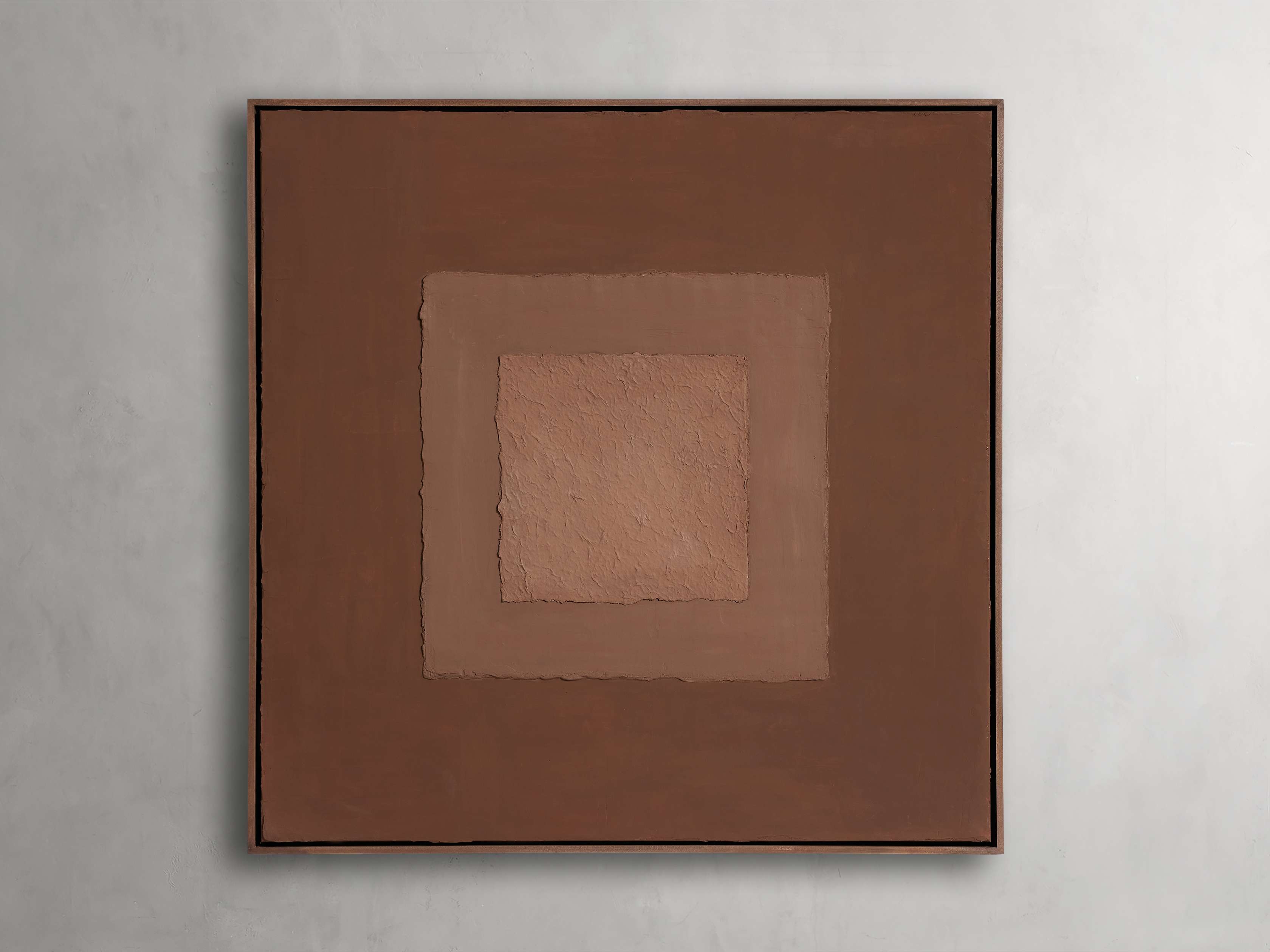 Mixed Media Rust Framed Canvas in Wood 37" X Red - Image 0