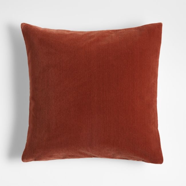 Terracotta 20"x20" Faux Mohair Throw Pillow with Feather Insert - Image 0